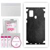 apgo Protective Skin Sticker for the Back+sides Compatible with Samsung Galaxy M21s, Full Wrap Film, Foil, Vinyl - Pattern Black Leather