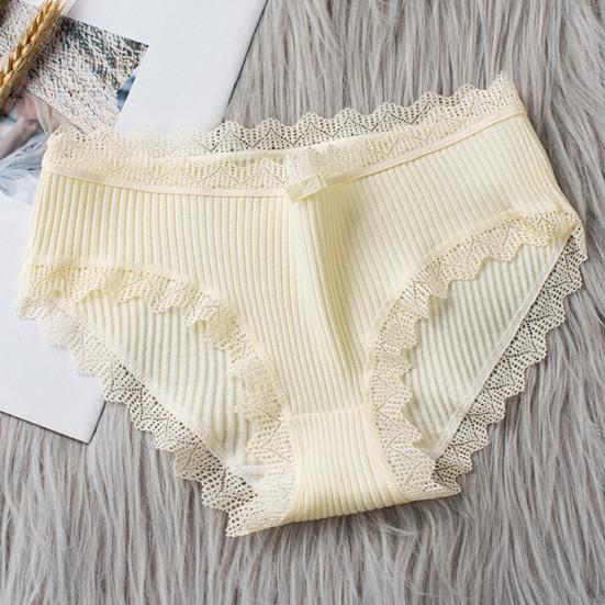 Mid-rise Briefs Thin Breathable Lace Decor Panties for Inner Wear