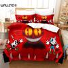 3D Printed Cartoon Cuphead Show Bedding Set,Girls Boys Adult Single Twin Queen Size,Duvet Cover Pillowcase Bedding