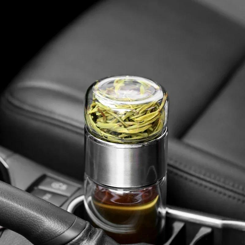 Боросиликатное стекло Двойной слой Чашка для чая Двойной слой Бутылка для чая с фильтром-заварником Стакан для питья Набор посуды для питья