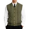 Men's V-Neck Sleeveless Knit Cardigan Vest