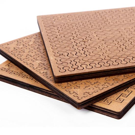 Wooden Fractal Tray Jigsaw Puzzle with Frame Reverse Thinking Impossible Difficult Puzzle Challenge Game Kids Adults Educational Irregular Puzzle Toy