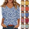 Women's Tops Three-quarter Sleeve Shirt V-neck Loose Casual Shirt Print T-shirt