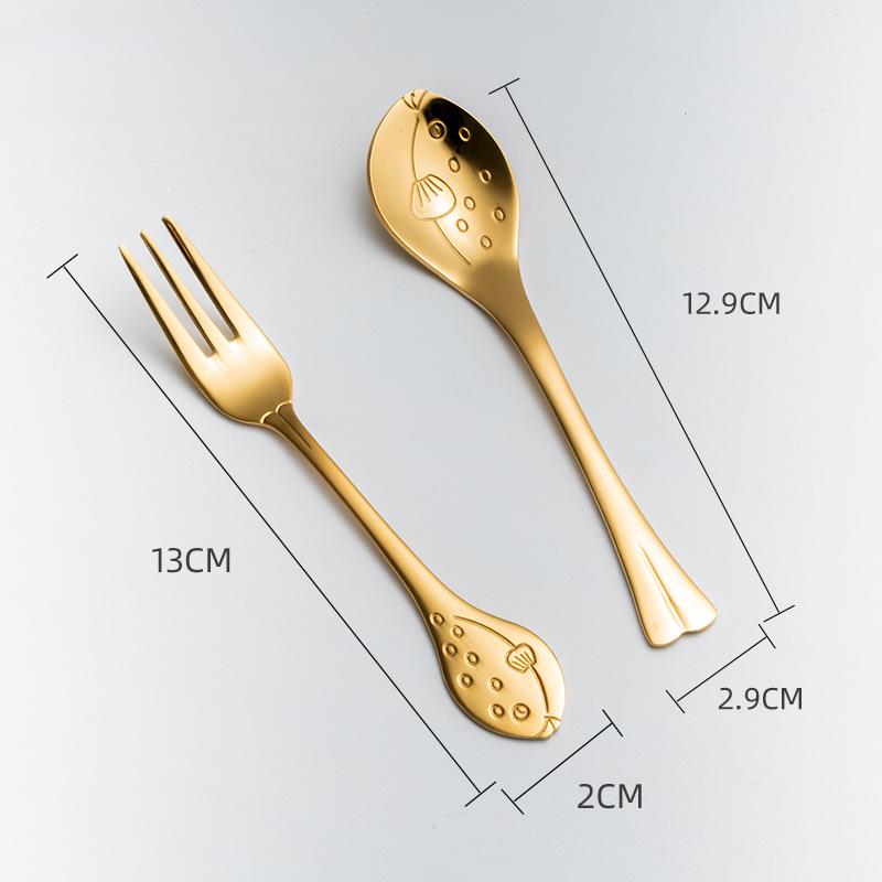 HANYANG Новая креативная милая ложка в виде дельфина, кофейная ложка из нержавеющей стали 304, нож и вилка, ослепительная цветная ложка для перемешивания