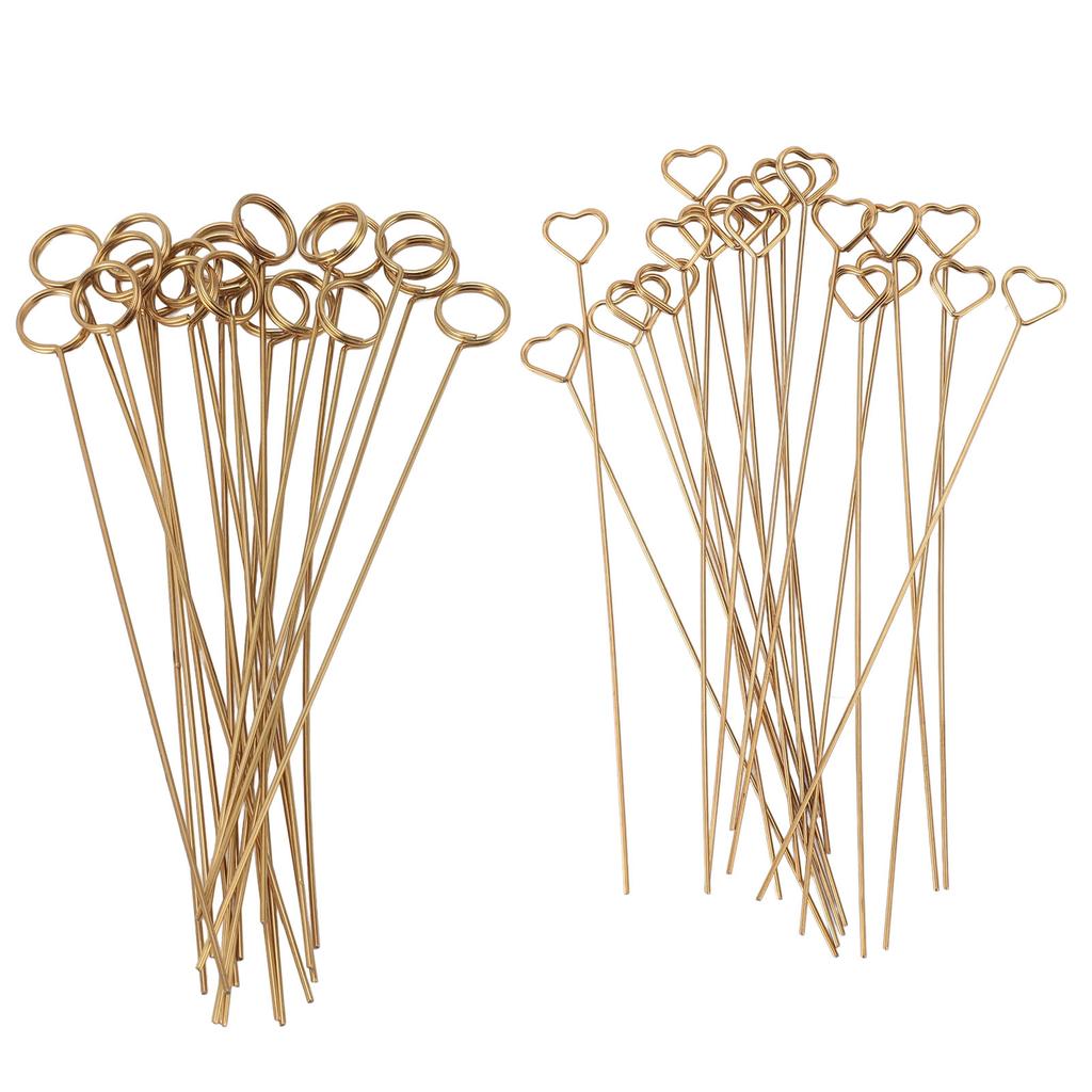 50pcs Floral Picks Clips Reusable Golden Metal Wire Floral Place Card Holder 6in Photo Memo Holder P