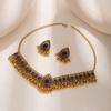 Комплект ожерелья и серег с инкрустацией стразами, этнический стиль, женский ювелирный набор, ювелирные аксессуары