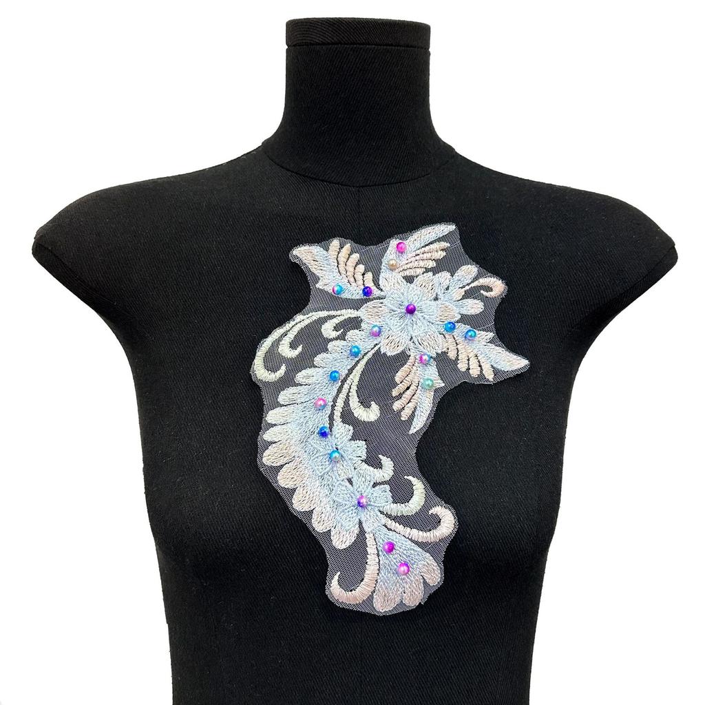 Имитация ручной вышивки, цветы, бусины, цвет, этнический стиль, сделай сам, декоративная нашивка, наклейка, аксессуары