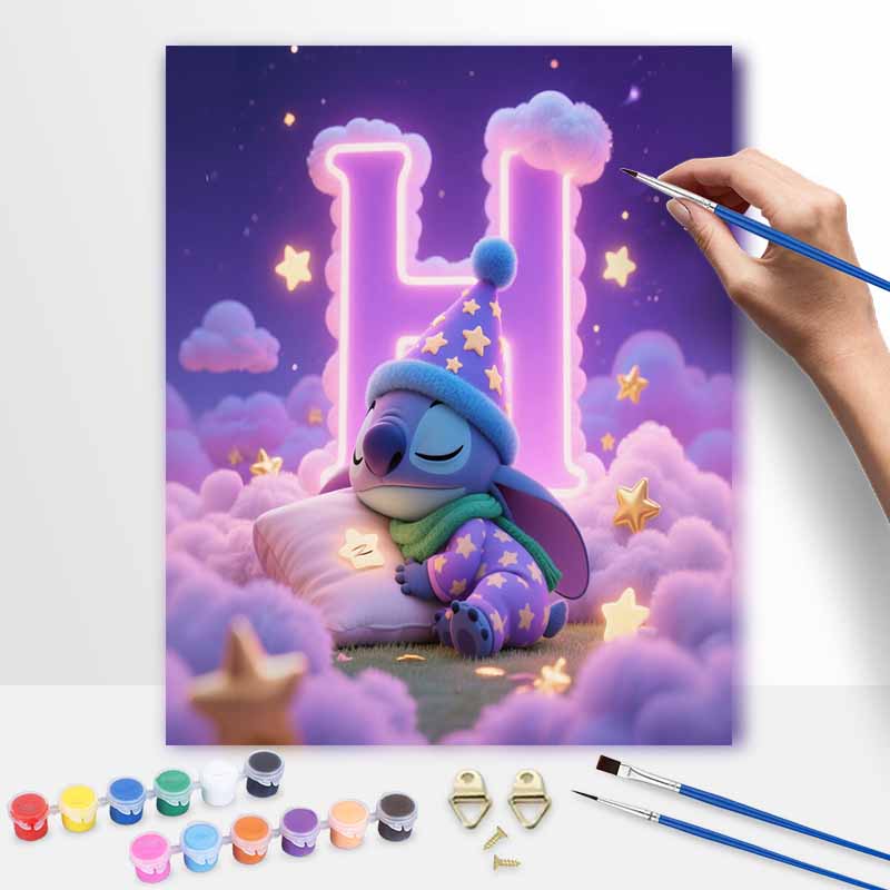 Disney Набор для рисования спящего Стича, ручная работа, DIY, настенный декор для дома, мечтательная звездная ночь, стиль неоновых огней для детской