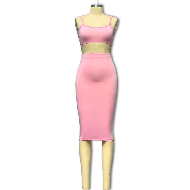 Летний женский комплект в европейском и американском стиле с укороченным топом и юбкой до бедра 2023 года