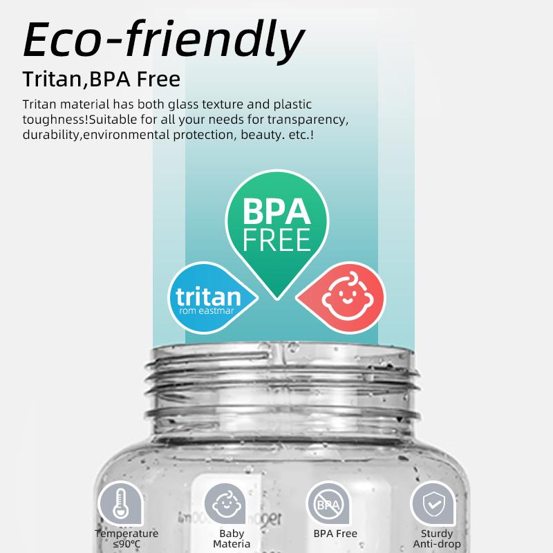 Water Bottle 2 Liters Tritan Material Precise Scale Portable Large Capacity Water Bottle with Straw For Men Women Sports Fitness