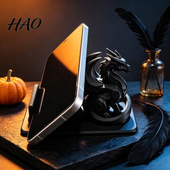 Office Desk Decor 3D Printed Dragon Cell Phone Stand, Gothic Smart Cool Desktop Accessories Holder, Universal Mobile Organizer for Home, PLA Material