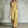 2026 European and American cross-border Amazon's new ruffle edge V-neck temperament fashionable and elegant slim women's jumpsuit