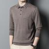 Весенне-осенний мужской шерстяной свитер, высококачественная вязаная кашемировая мужская футболка с длинными рукавами, рубашка с лацканами