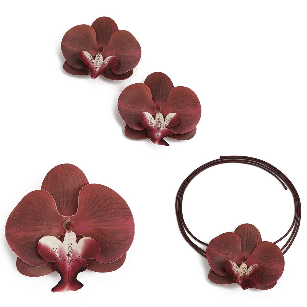 Elegant Floral Charm Jewelry 3D Flower Pendant Necklace/Earrings/Brooch for Girl Women Wedding Party Embellishment