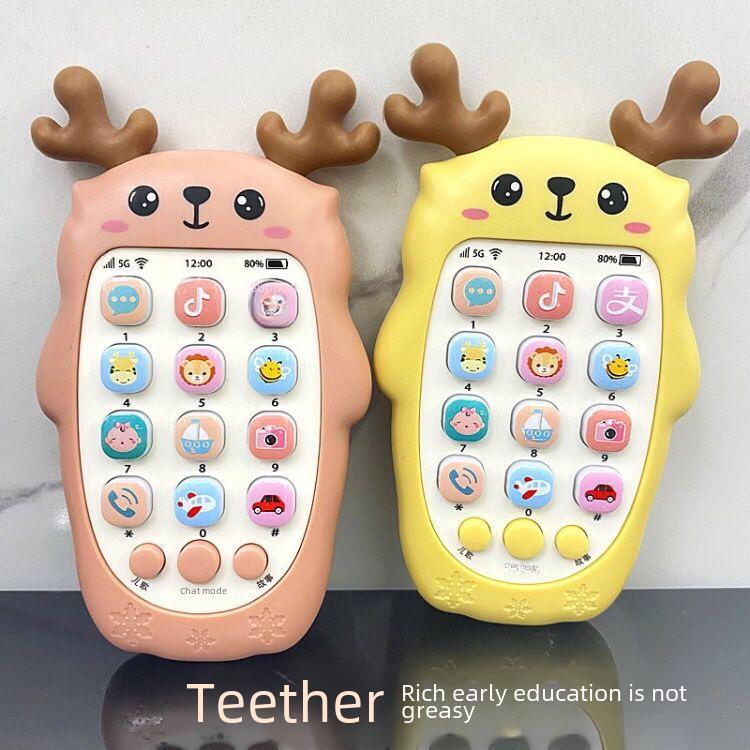 Перезаряжаемая развивающая музыкальная игрушка-телефон для девочек и мальчиков, жевательный дизайн, для возраста 0-3 года