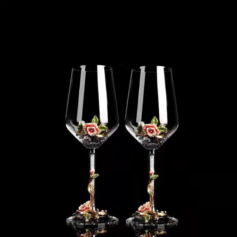 Enamel Crystal Glass Red Wine Cup Champagne Wine Glasses Luxury Glass Cups Wineglass Vintage Drinking Goblet Set Whiskey Barware
