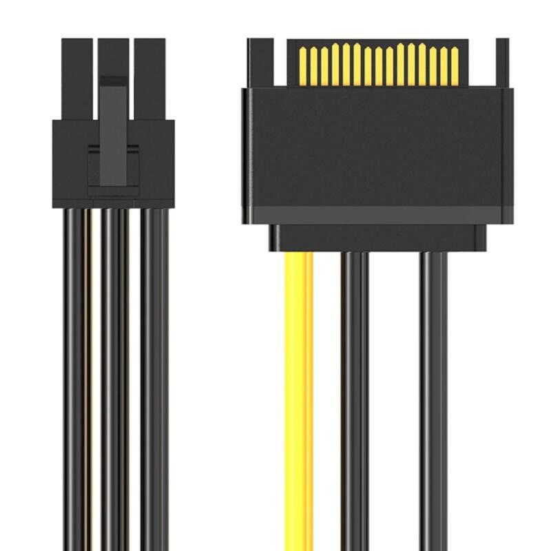Кабель с разъемами SATA15Pin на 6Pin для питания видеокарты для сборки, модернизации или ремонта компьютеров