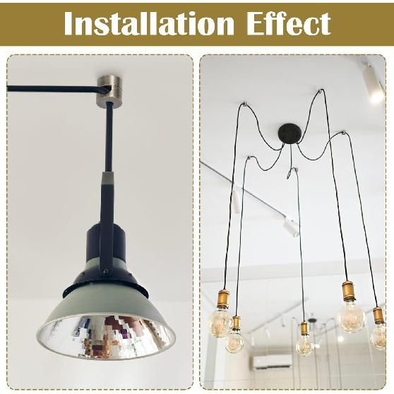 3 Sets Swag Hook for Chandelier Ceiling Lights Cable, Anchors Desk Adhesive Phone Charger Holders for Cords Cord Management Clips Adjustable Wire