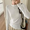 Solid Color Versatile Long-sleeved T-shirt for Women In Autumn New Slim Fit Round Neck Inner Top and Shoulder Bottoming Shirt