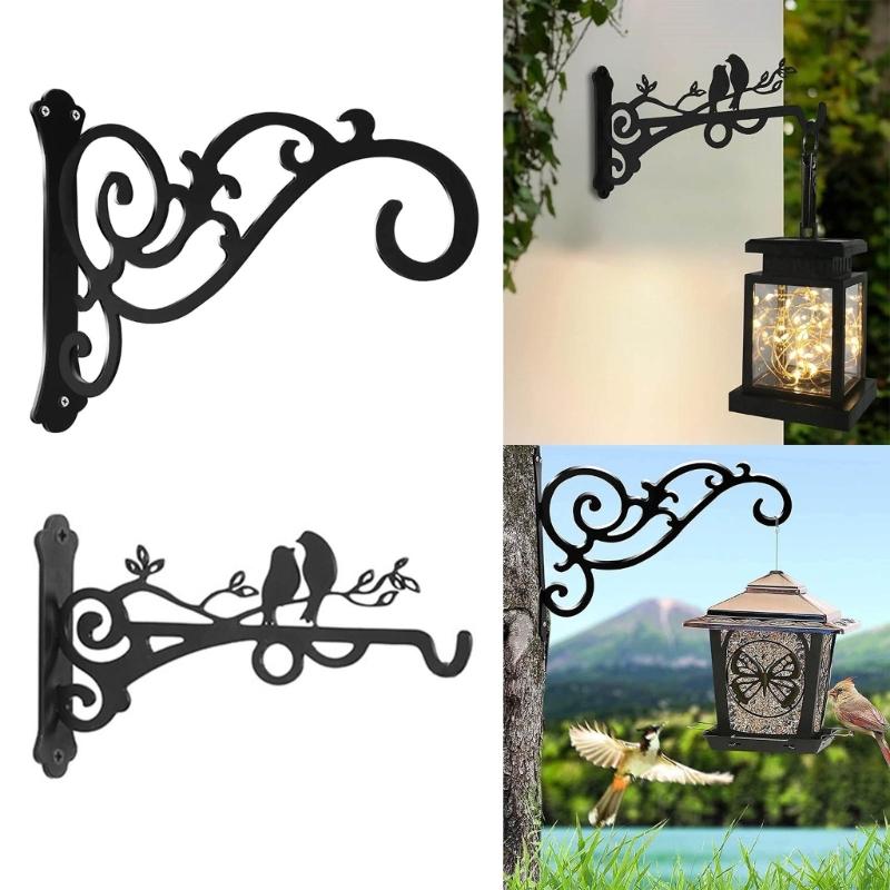 Garden Iron Hook Bracket Bird Pattern Metal Wall Mounted Flower Pot Basket for Outdoor Indoor Hanging Plant Supplies