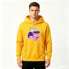 Men Anime Printed Pullover Hoodie, Casual Long Sleeve Streetwear Hooded Sweatshirt with Gojo Character Purple Energy Print