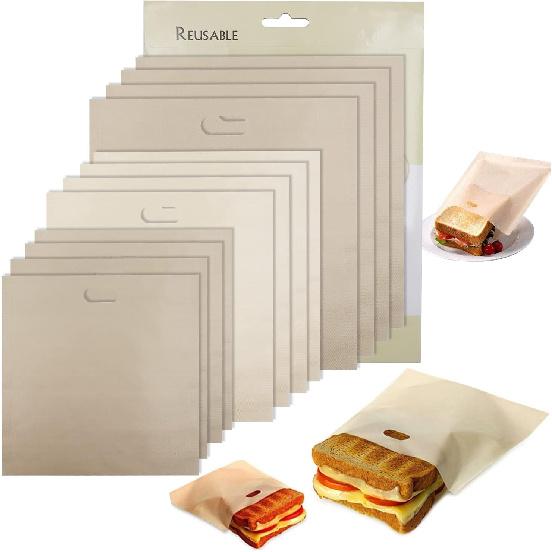Пакеты для тостера Reble для сэндвичей с сыром на гриле | Самые безопасные на рынке - 100% без БФА и глютена | Антипригарный пакет для тостов (4шт)