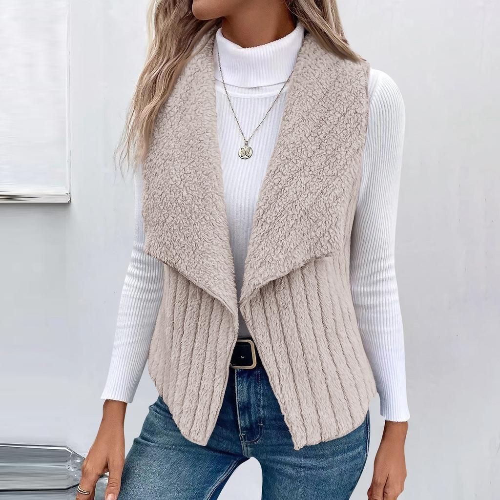 Женская мода осень и зима повседневная однотонная безрукавка универсальная жилетка куртка