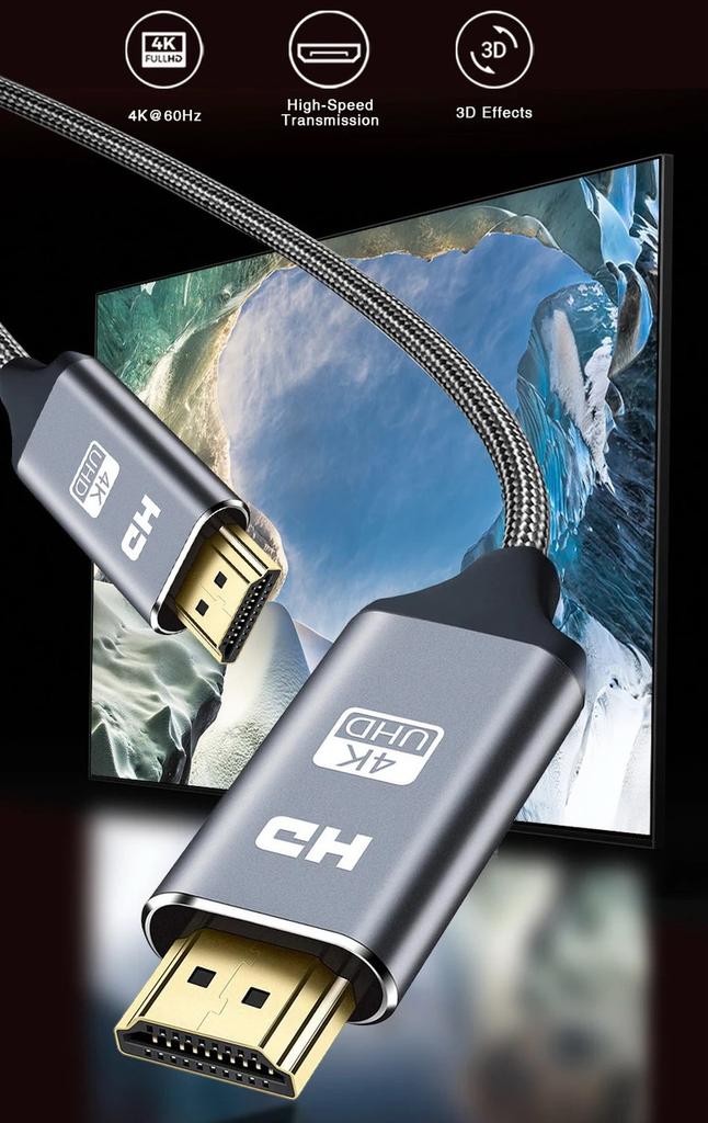 Кабель SUNROZ SUNROZ 3м 4К HDMI - HDMI (M/M) HDR 3D High Speed Aluminum Neylon cord (A48748)