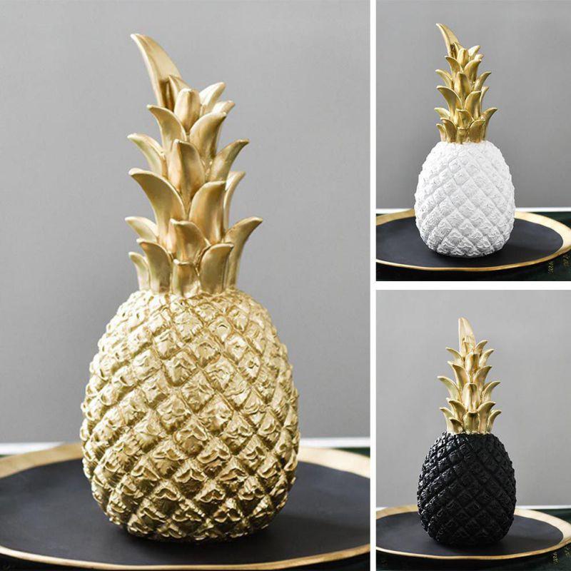 Pineapple Shaped Figurine Home Decoration Gold Black Pineapple Crafts Miniatures Gift Figurines