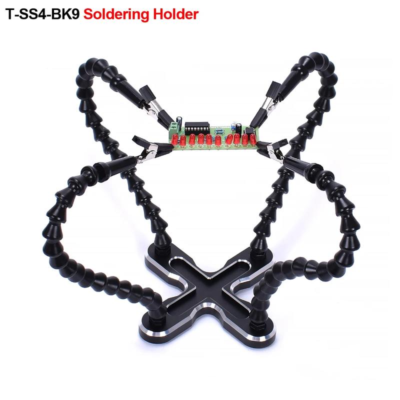 NEWACALOX Soldering Third Hand 4pc Flexible Arm Welding Helping Stand Electronic Repair PCB Circuit Board Holder Model Aircraft