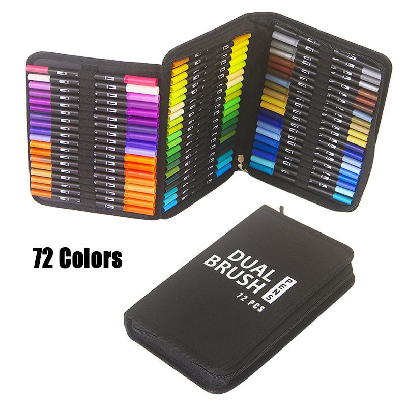 120-Color Double-Ended Soft Tip Watercolor Pen Set for Children's Drawing Art Supplies