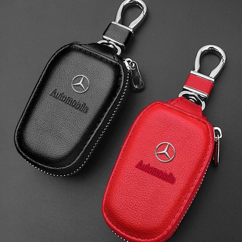 AABHZ1 Car Key Bag for Mercedes Benz Leather Keychain Protective Storage Case W212 CLA SEL SL SLK S W210 W203 W204 W210 W211 hub cap