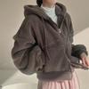 Lamb Coat Autumn Winter Plus Velvet New Sweatshirt Loose Cardigan Top Zipper Short