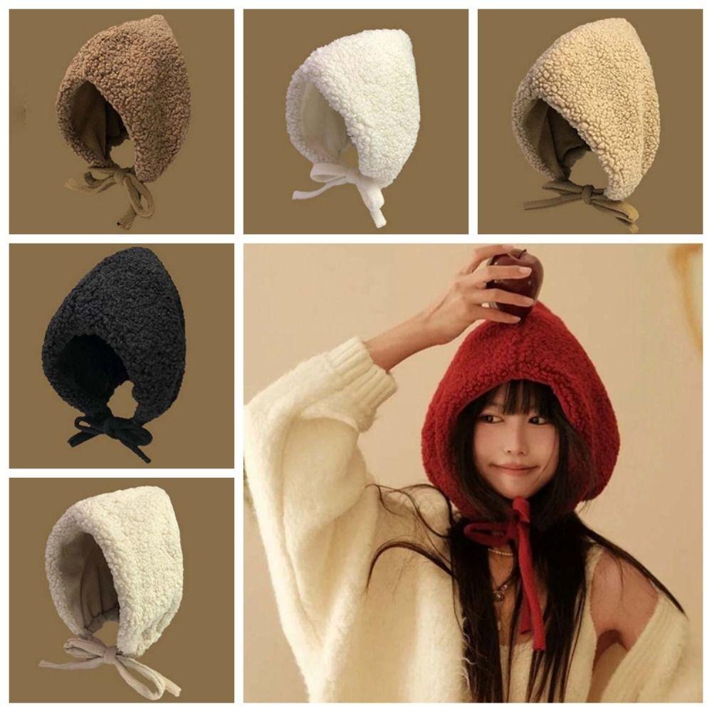 Solid Color New Year Red Hat Fluffy Ear Protection Hat Cute Winter Plush Hat Autumn
