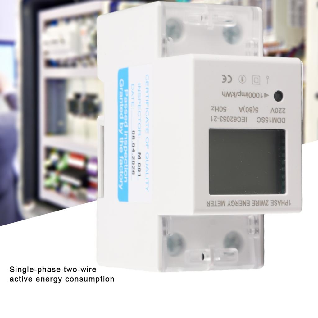 5 80A DDM15SC LCD Digital Display Single Phase Din Rail Electronic Energy KWh Meter