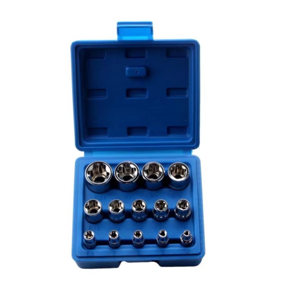 14PCS/Set External Hex Wrench Head Star Socket Set E4-E24 E-Torx Socket Set  Automotive Repair