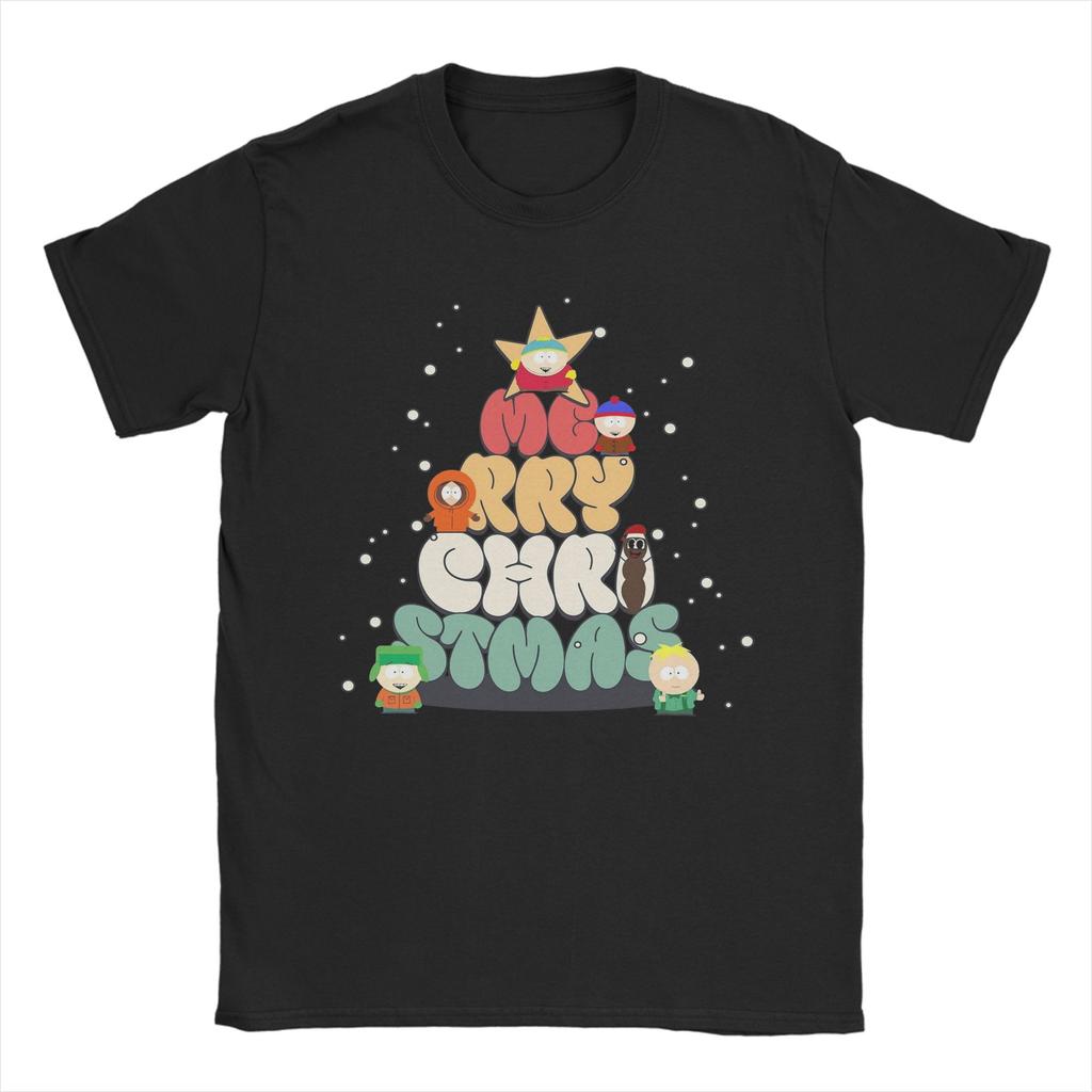 Men Mr Garrison Around The Christmas Tree South-Park T Shirts Pure Cotton Clothes Short Sleeve Crewneck Tees T-Shirts