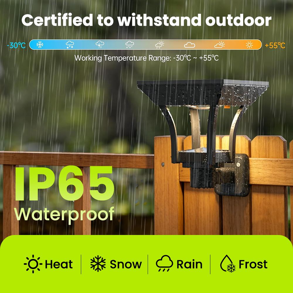 Outdoor Solar Powered Wall Lights 2 Lighting Modes IP65 Waterproof Porch Light For Garage House Outside Garden Lighting