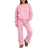 Women's 2 Piece Set Color Neck Long Sleeve Pullover Sweatshirt with Elastic Waist Sweatpants