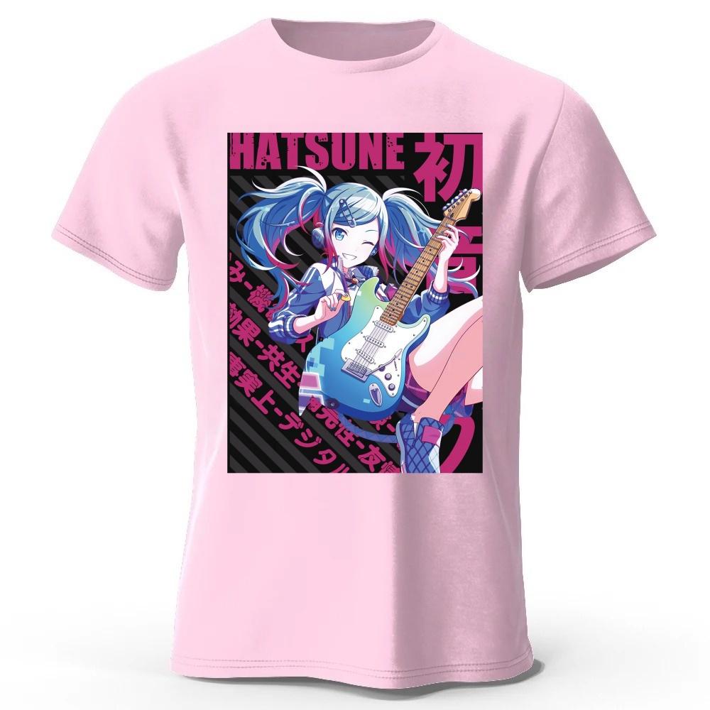 Summer Hatsune Miku Printed Pure Cotton T-shirt Men Fashion Casual Comfortable Plus Size Short Sleeves Top
