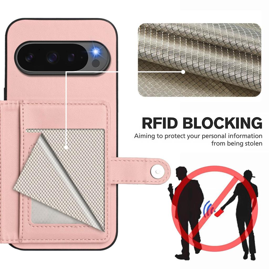 For Google Pixel 10 Pro/Google Pixel 10 Case RFID Blocking Card Holder Kickstand TPU + PU Leather Phone Back Cover