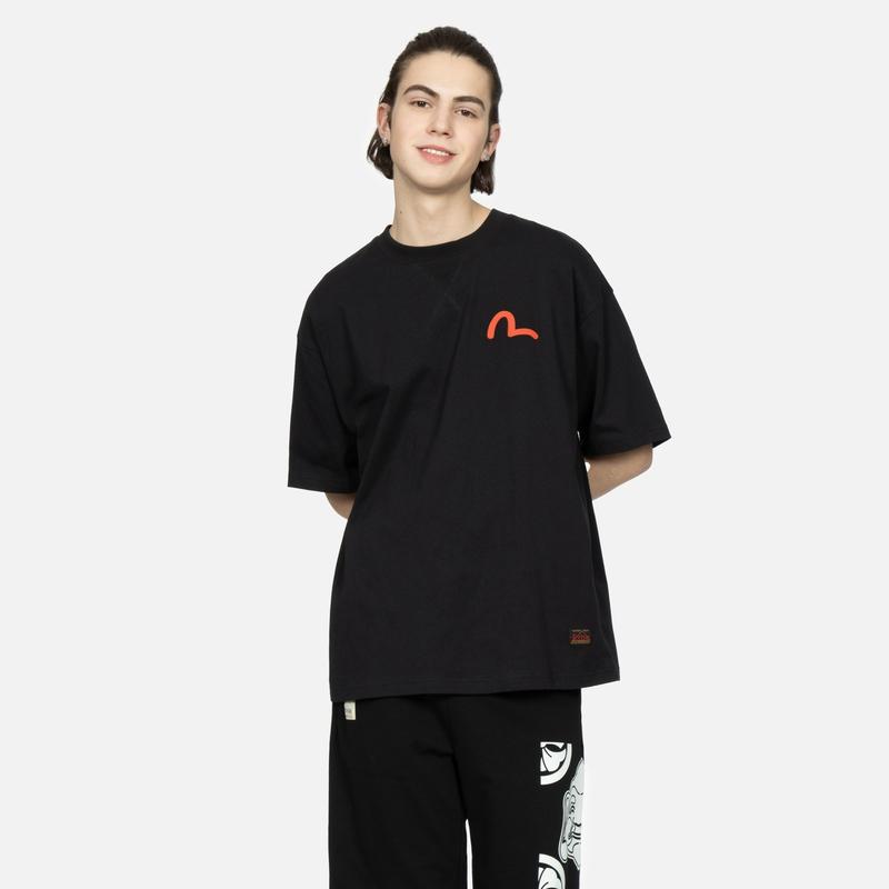 Evisu Мужская футболка с двусторонним принтом головы Будды Топы 2ESHTM3TS546LFCT