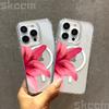 Realistic Lily Flower Print Clear Phone Case For iPhone 16E 16 15 14 13 12 11 Pro Max Plus XS XR Magnetic Wireless Charge Cover