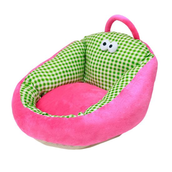 Pet Nest Bed Cartoon Style Striped Plaid Print Non-Slip Bottom Small-Medium Dogs Cats Nest Three-sided Embrace Pet Bed