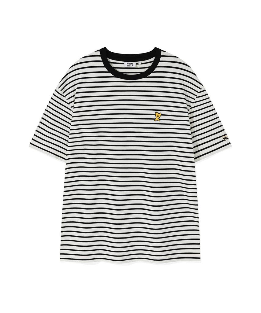 WACKY WILLY Kiki Wappen Striped Short Sleeve T-Shirt Black