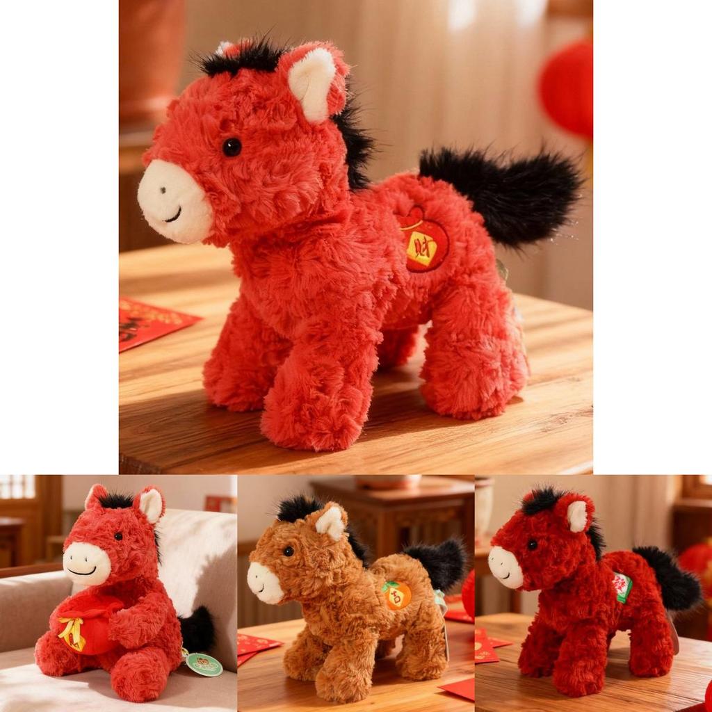 Плюшевая игрушка Лошадь по китайскому зодиаку с набивкой из ПП-хлопка для новогодних празднований и коллекционеров