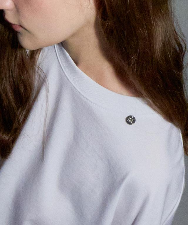 RONRON Mini Point Label Over Fit Long Sleeve White