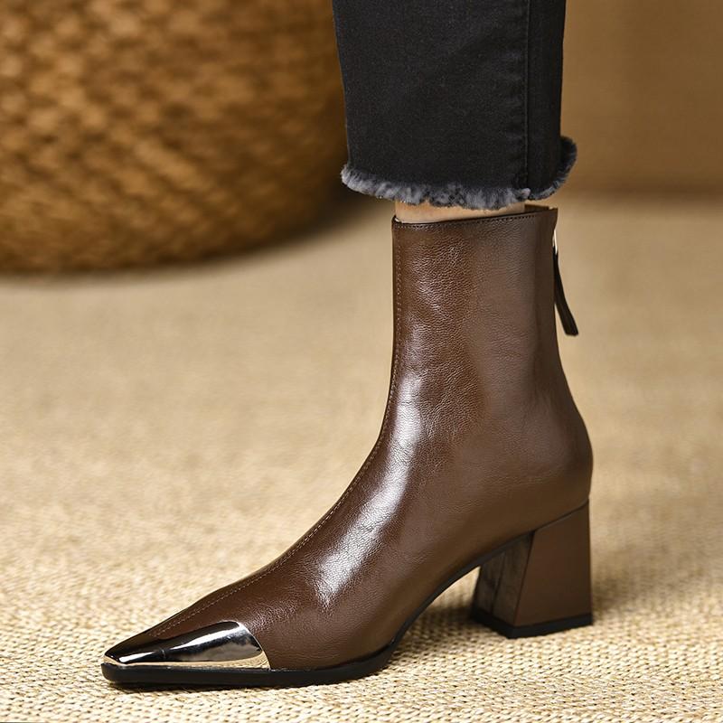 New Designer Vintage Women Ankle Boots Fashion Pointed Toe Short Booties Elegant High Heels Shoes Botas Mujer