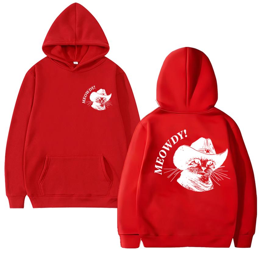 2025 New in Cowboy Cat vintage printed Hoodies Men women harajuku Casual Sweatshirt Unisex Fleece Long sleeve White pullovers