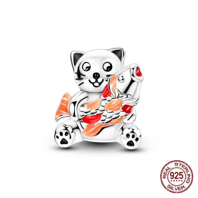 Original Owl Beads 100% 925 Silver Lucky Cat Elephant Charms Fit Original 925 Bracelet DIY Jewelry Making Women's Gift